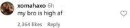 User reaction to Justin Bieber's post (Image via Instagram/@justinbieber)